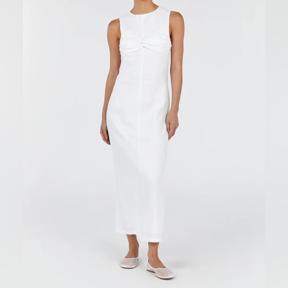 NWT DISSH Bertie White Linen Midi Dress Size 2